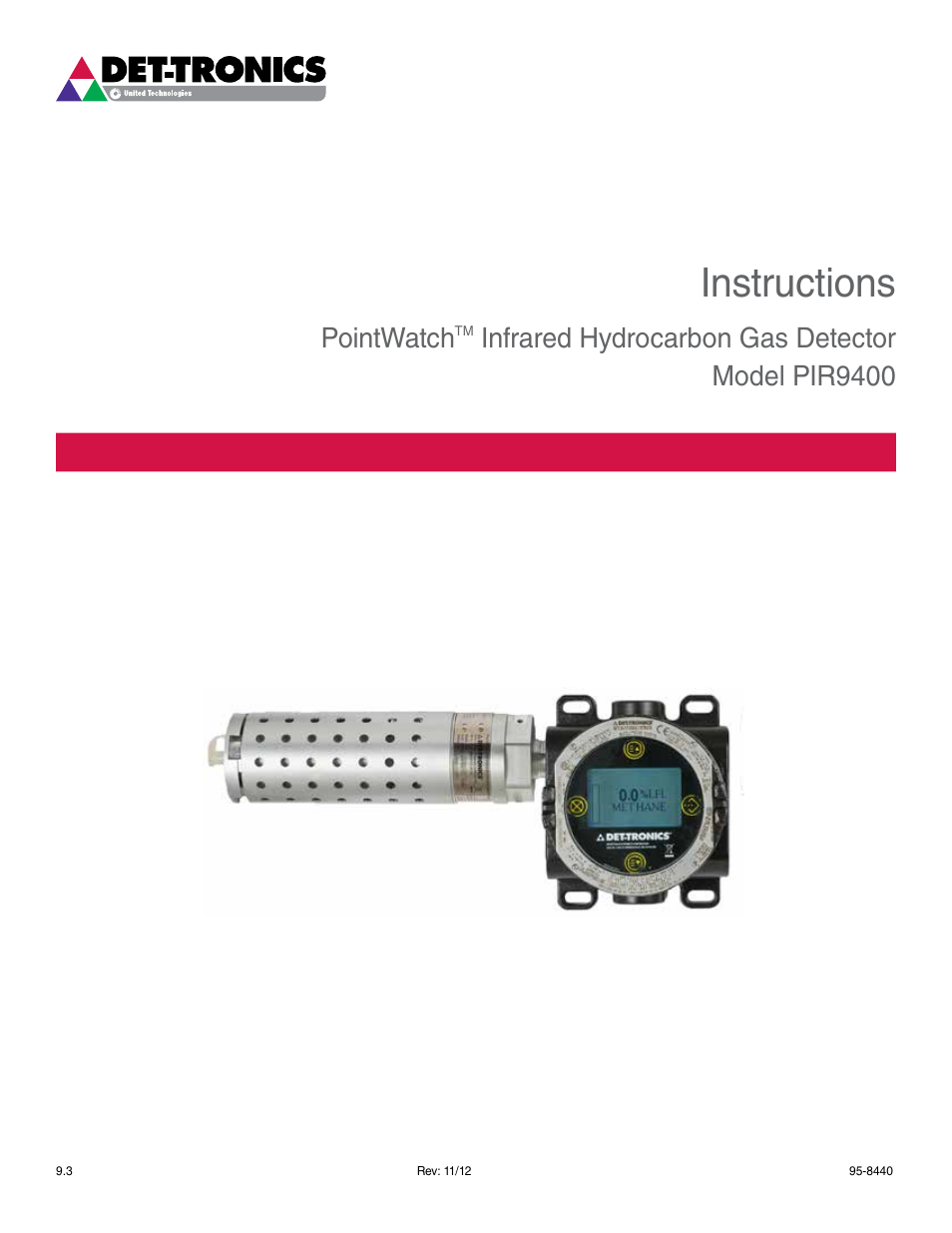 Det-Tronics PIR9400 PointWatch Infrared Hydrocarbon Gas Detector User Manual | 34 pages