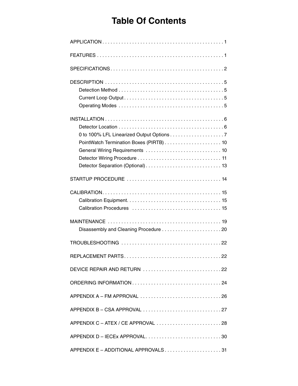 Det-Tronics PIR9400 PointWatch Infrared Hydrocarbon Gas Detector User Manual | Page 2 / 34