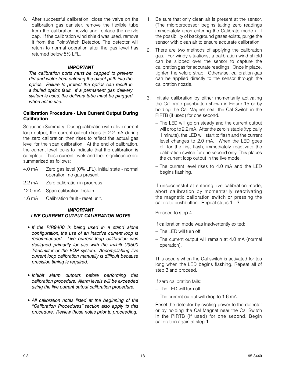 Det-Tronics PIR9400 PointWatch Infrared Hydrocarbon Gas Detector User Manual | Page 20 / 34