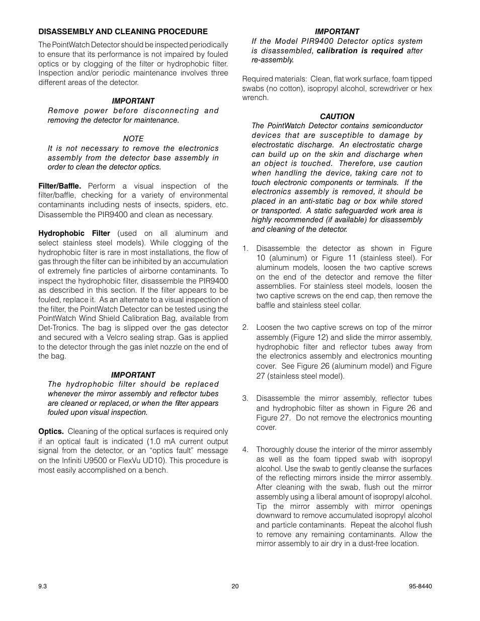 Det-Tronics PIR9400 PointWatch Infrared Hydrocarbon Gas Detector User Manual | Page 22 / 34