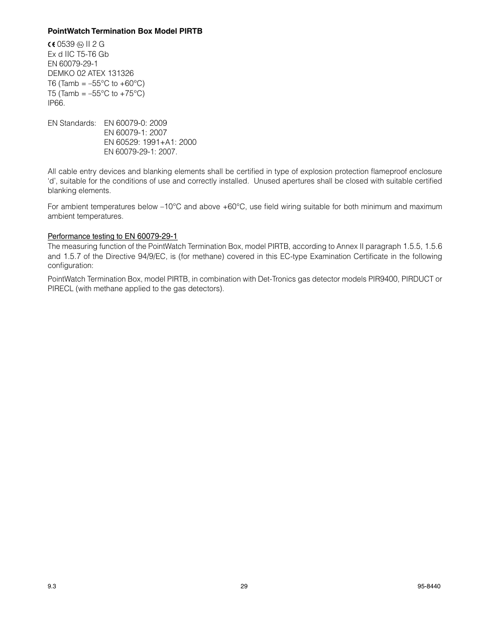 Det-Tronics PIR9400 PointWatch Infrared Hydrocarbon Gas Detector User Manual | Page 31 / 34