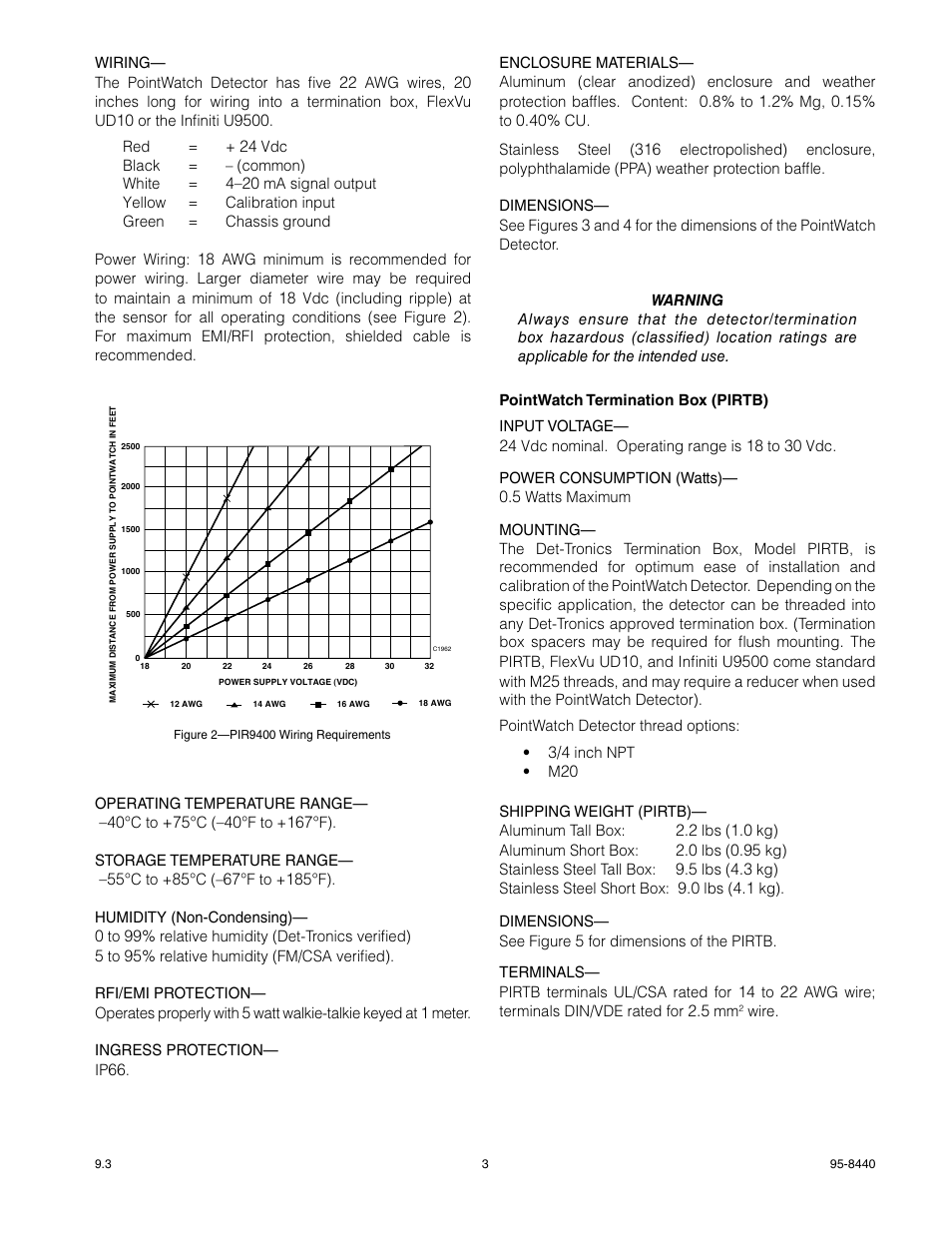 Det-Tronics PIR9400 PointWatch Infrared Hydrocarbon Gas Detector User Manual | Page 5 / 34