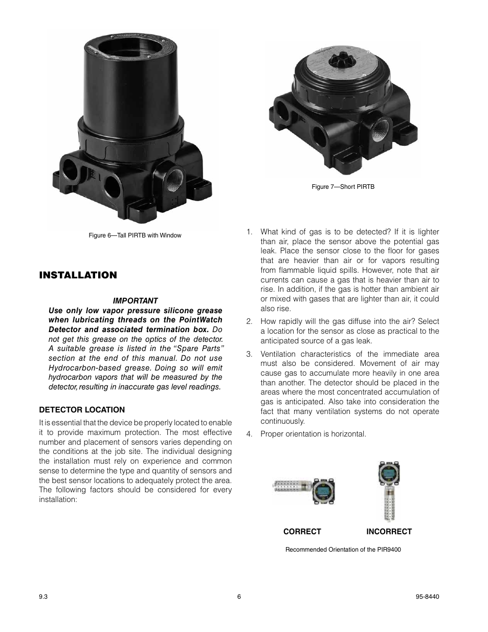 Det-Tronics PIR9400 PointWatch Infrared Hydrocarbon Gas Detector User Manual | Page 8 / 34