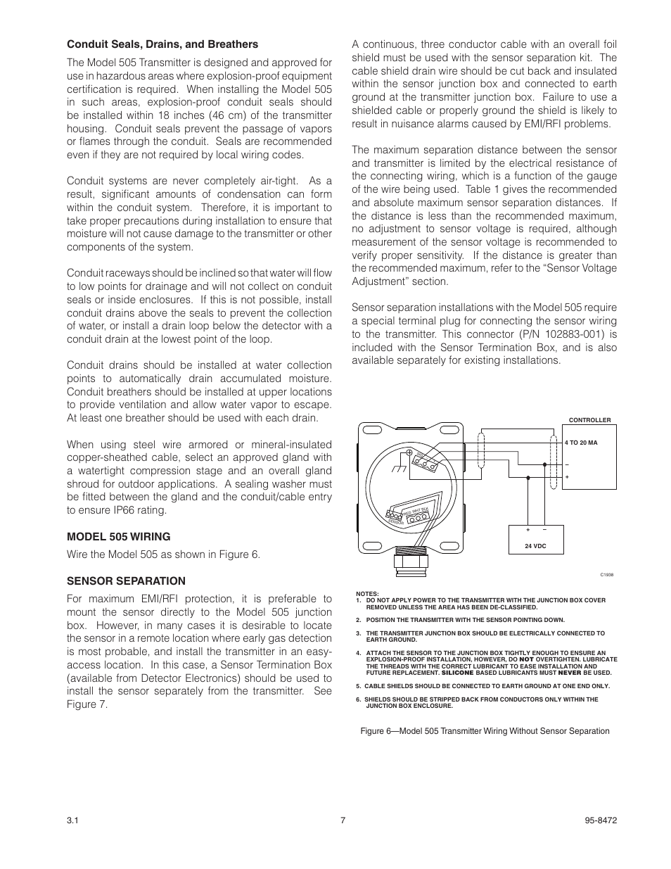 Det-Tronics 505 Combustible Gas Detector Transmitter with Combustible Gas Sensor CGS User Manual | Page 10 / 27