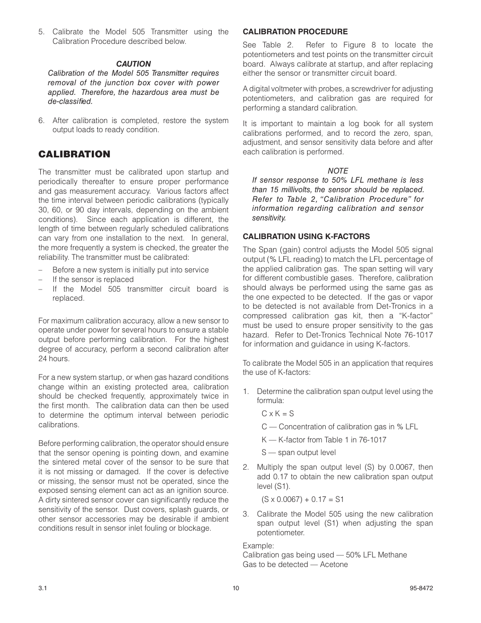 Det-Tronics 505 Combustible Gas Detector Transmitter with Combustible Gas Sensor CGS User Manual | Page 13 / 27