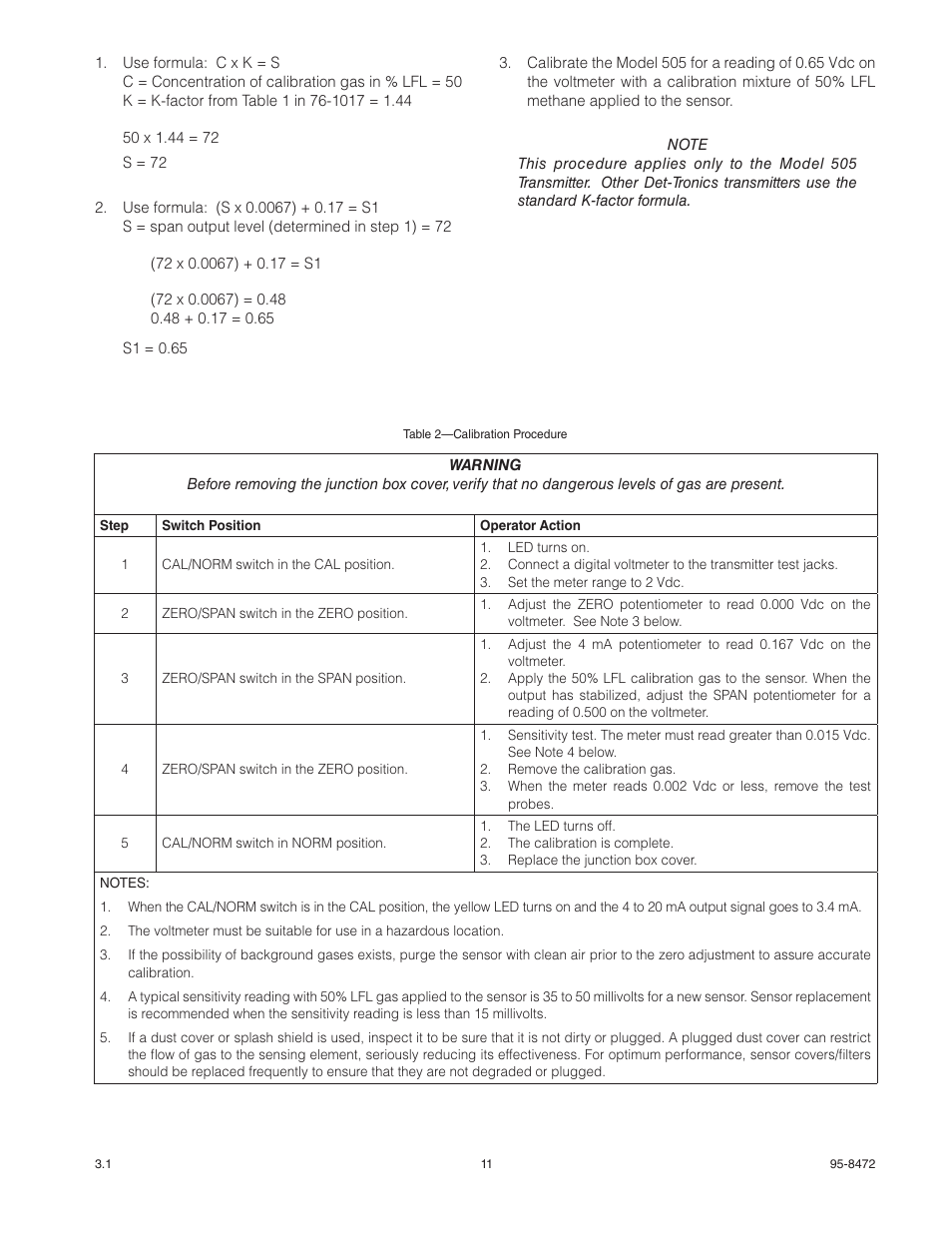 Det-Tronics 505 Combustible Gas Detector Transmitter with Combustible Gas Sensor CGS User Manual | Page 14 / 27