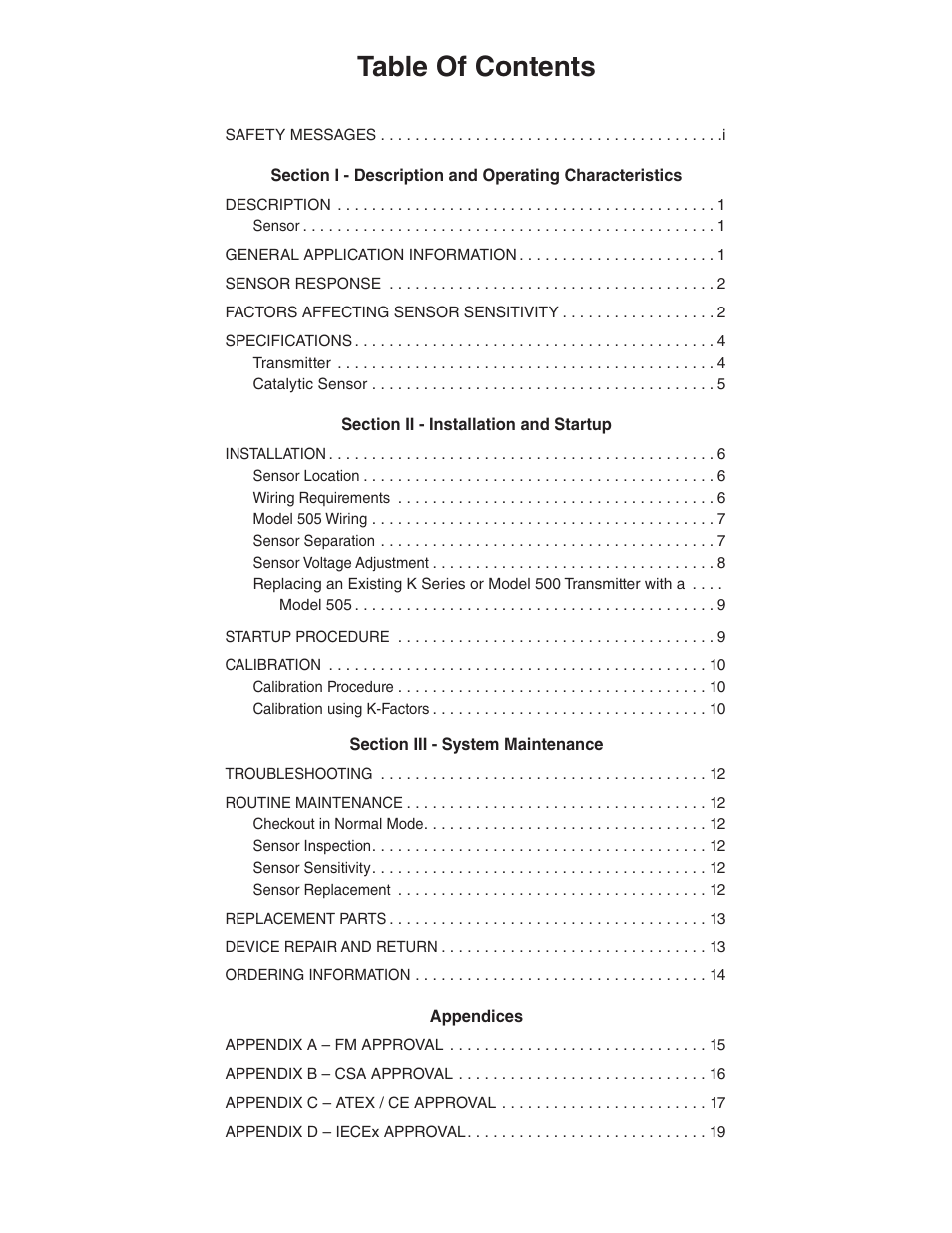 Det-Tronics 505 Combustible Gas Detector Transmitter with Combustible Gas Sensor CGS User Manual | Page 2 / 27