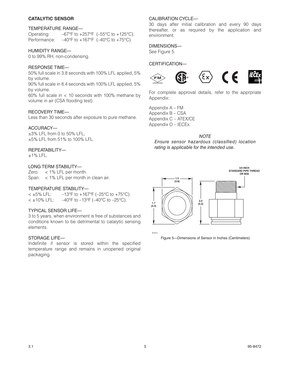 Det-Tronics 505 Combustible Gas Detector Transmitter with Combustible Gas Sensor CGS User Manual | Page 8 / 27