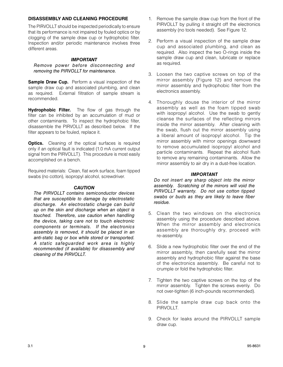 Det-Tronics PIRVOLLT Volumetric Infrared Hydrocarbon Gas Process Monitor for Light Hydrocarbons User Manual | Page 11 / 18