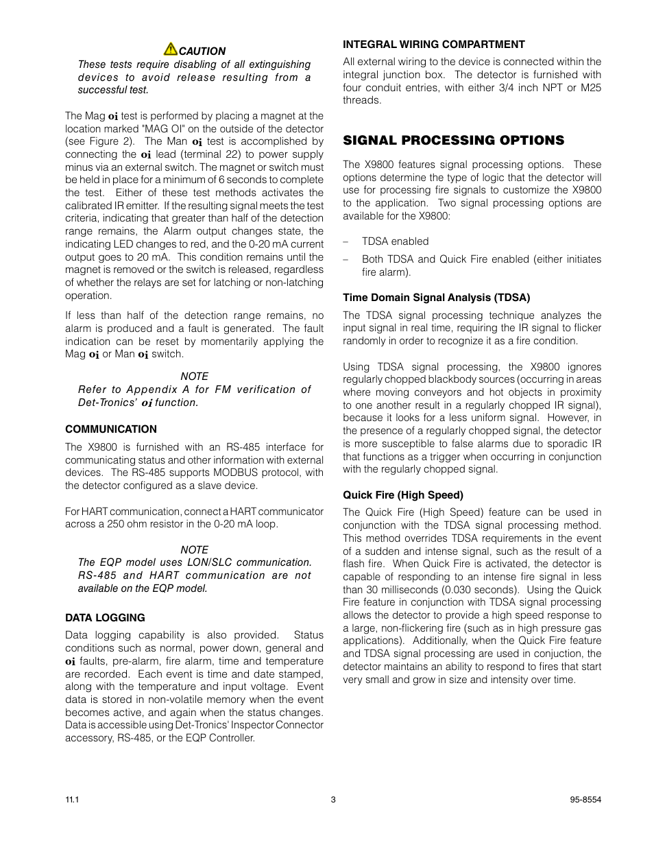 Det-Tronics X9800 IR Flame Detector User Manual | Page 5 / 31