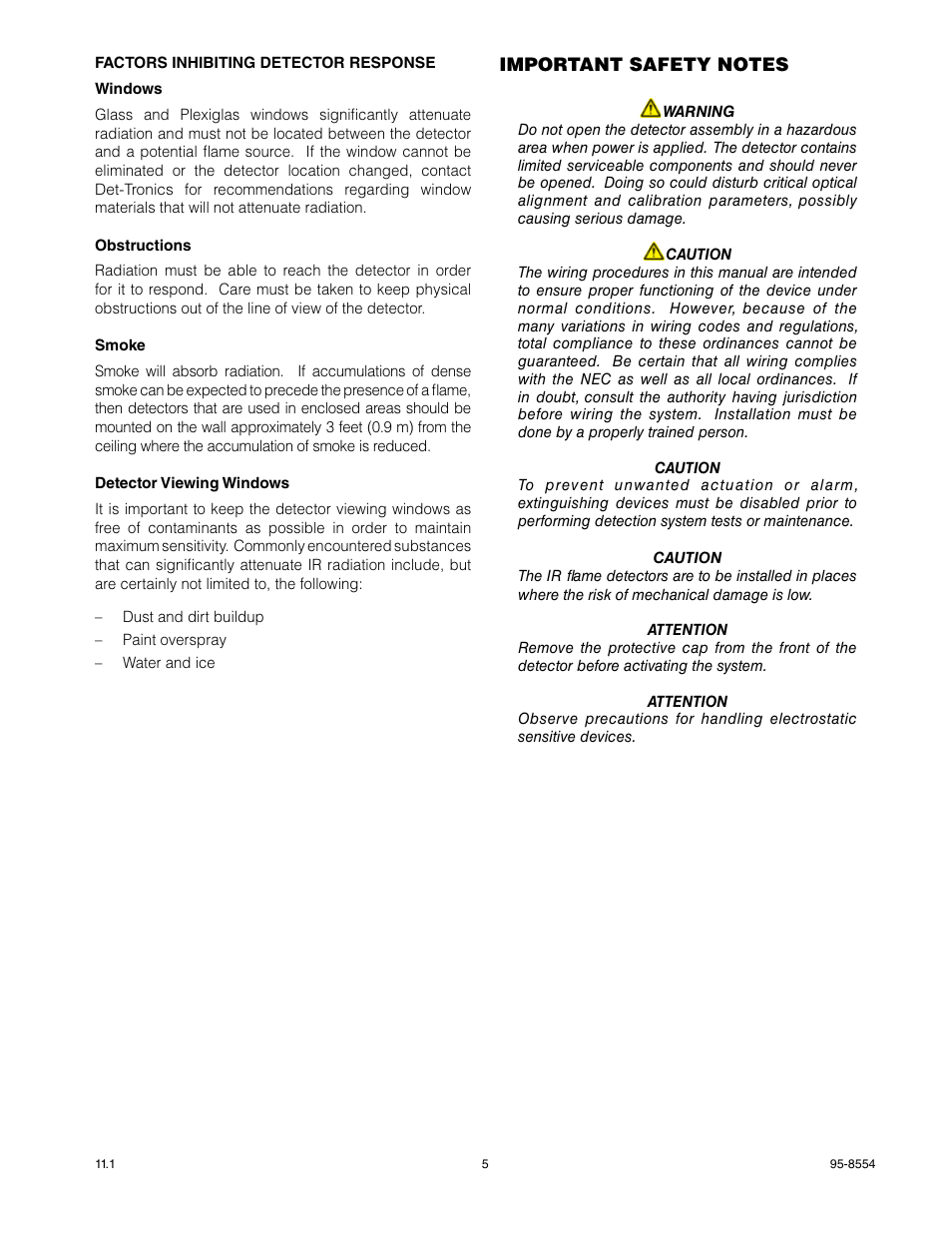 Det-Tronics X9800 IR Flame Detector User Manual | Page 7 / 31