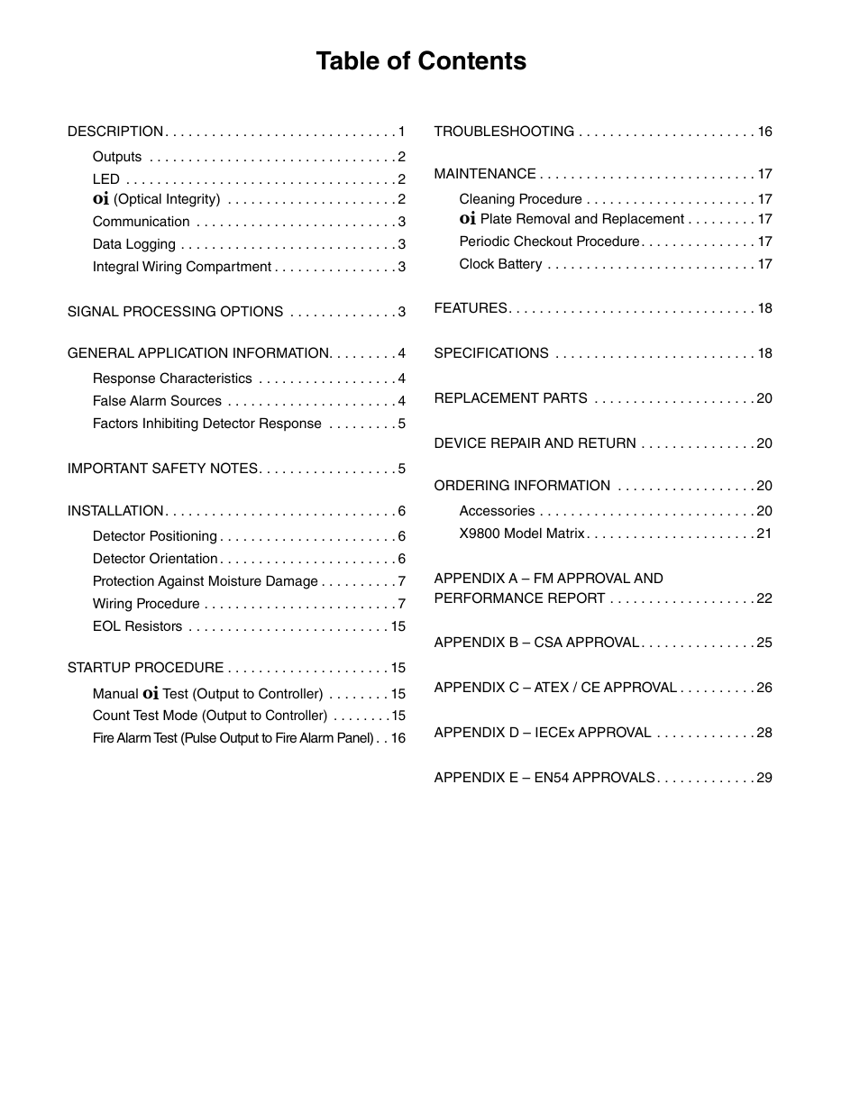 Det-Tronics X9800 IR Flame Detector with Pulse Output User Manual | Page 2 / 32