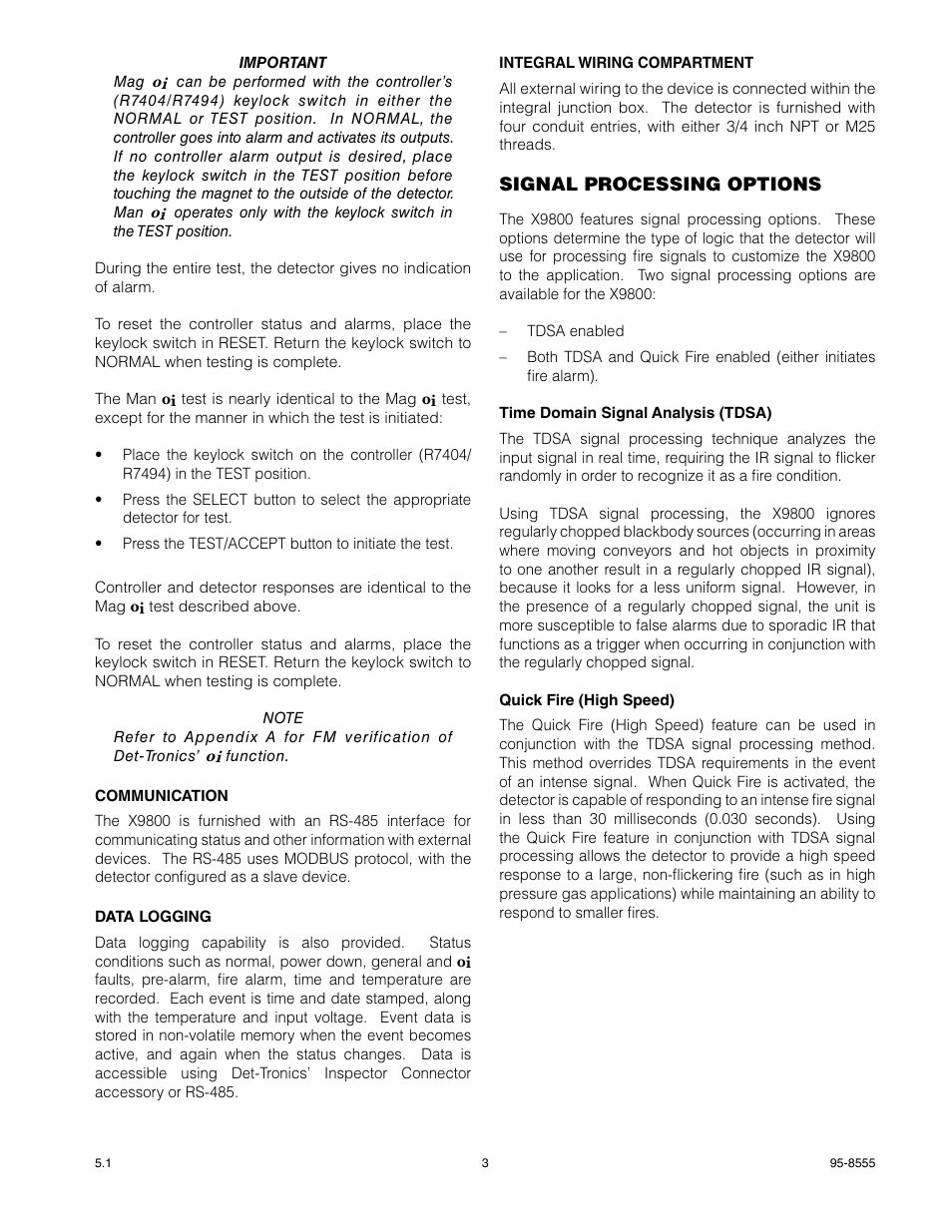 Det-Tronics X9800 IR Flame Detector with Pulse Output User Manual | Page 5 / 32