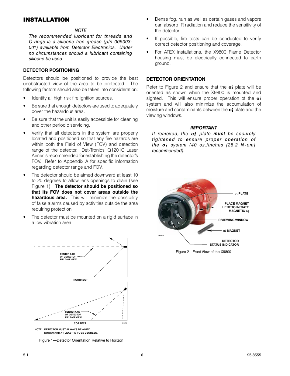 Installation | Det-Tronics X9800 IR Flame Detector with Pulse Output User Manual | Page 8 / 32