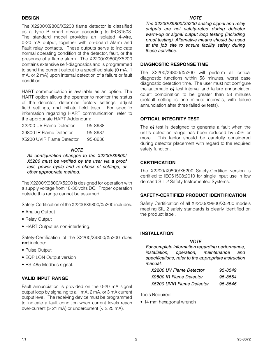 Det-Tronics X5200 UVIR SIL 2 Certified Flame Detectors SAFETY MANUAL User Manual | Page 2 / 6