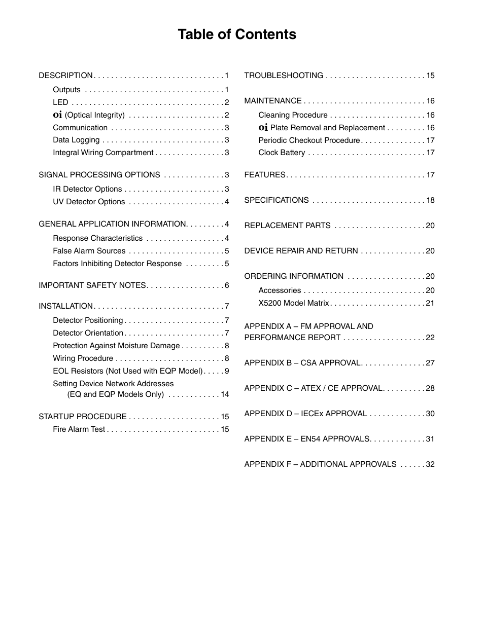 Det-Tronics X5200 UVIR Flame Detector User Manual | Page 2 / 35