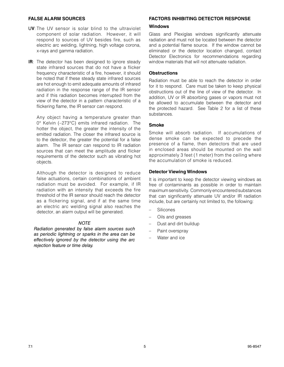 Det-Tronics X5200 UVIR Flame Detector with Pulse Output User Manual | Page 7 / 36