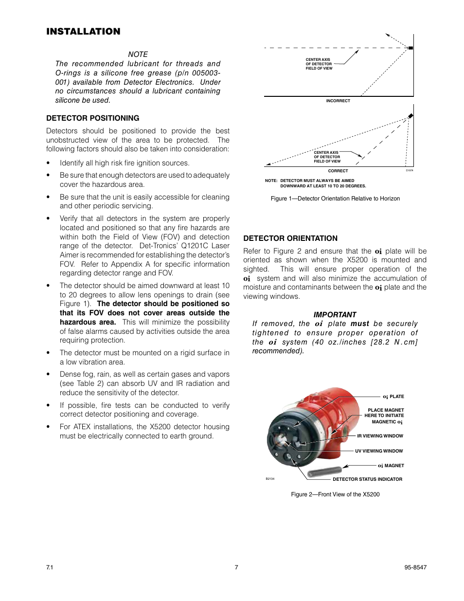 Installation | Det-Tronics X5200 UVIR Flame Detector with Pulse Output User Manual | Page 9 / 36