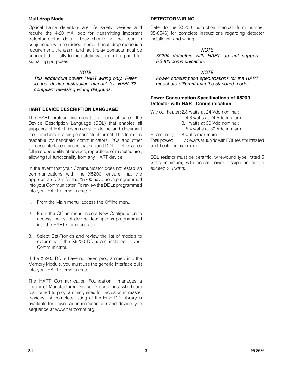 Det-Tronics X5200 UVIR Flame Detector with HART User Manual | Page 5 / 21