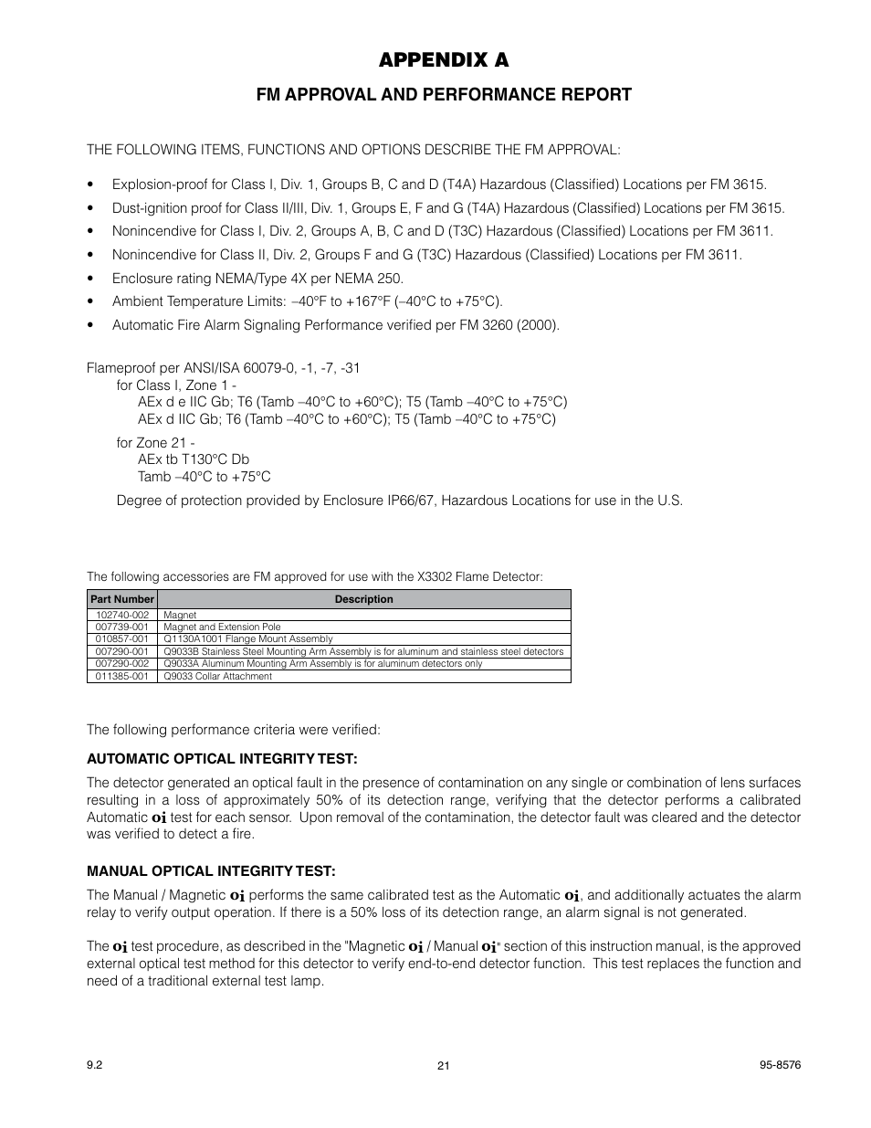 Appendix a, Fm approval and performance report | Det-Tronics X3302 Multispectrum IR Flame Detector User Manual | Page 23 / 37