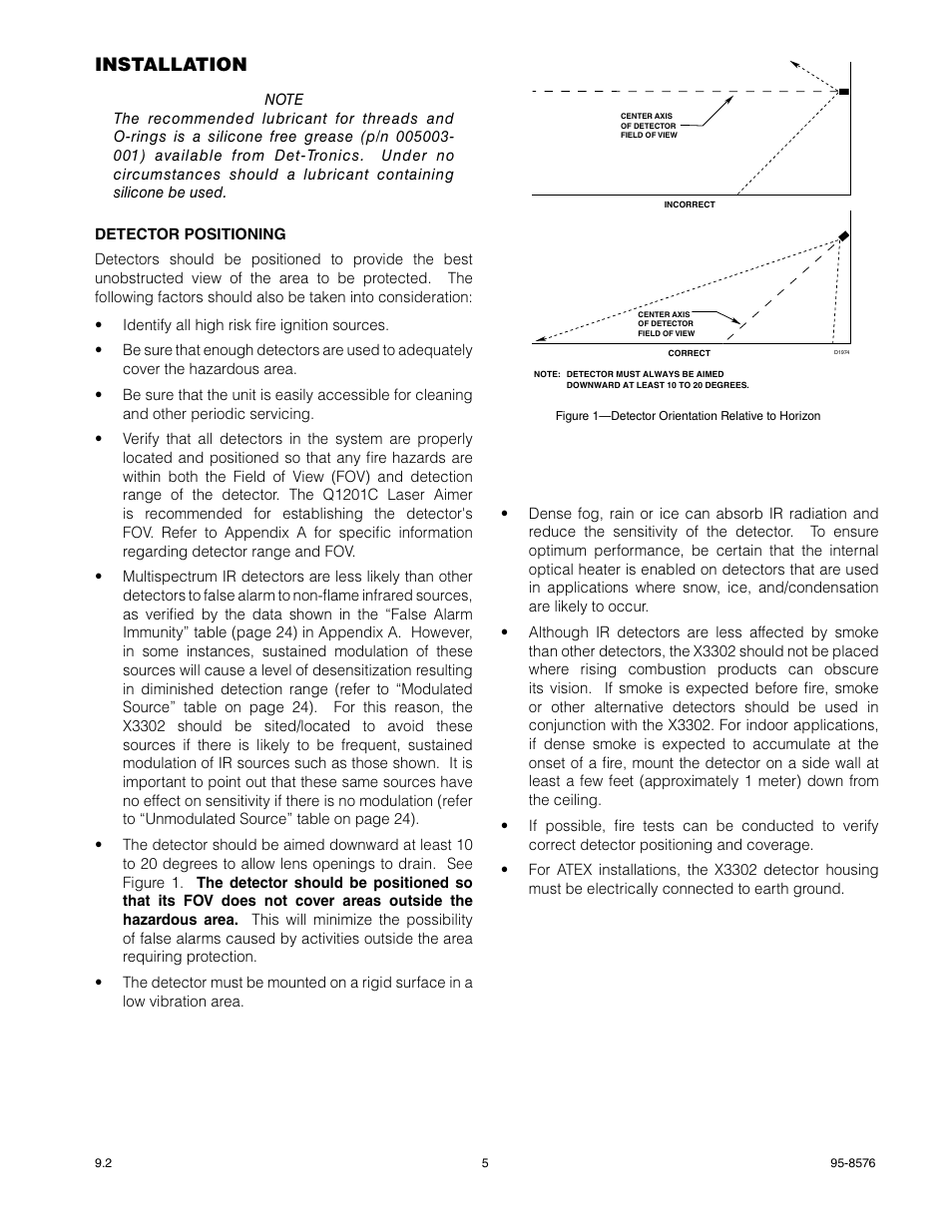 Installation | Det-Tronics X3302 Multispectrum IR Flame Detector User Manual | Page 7 / 37