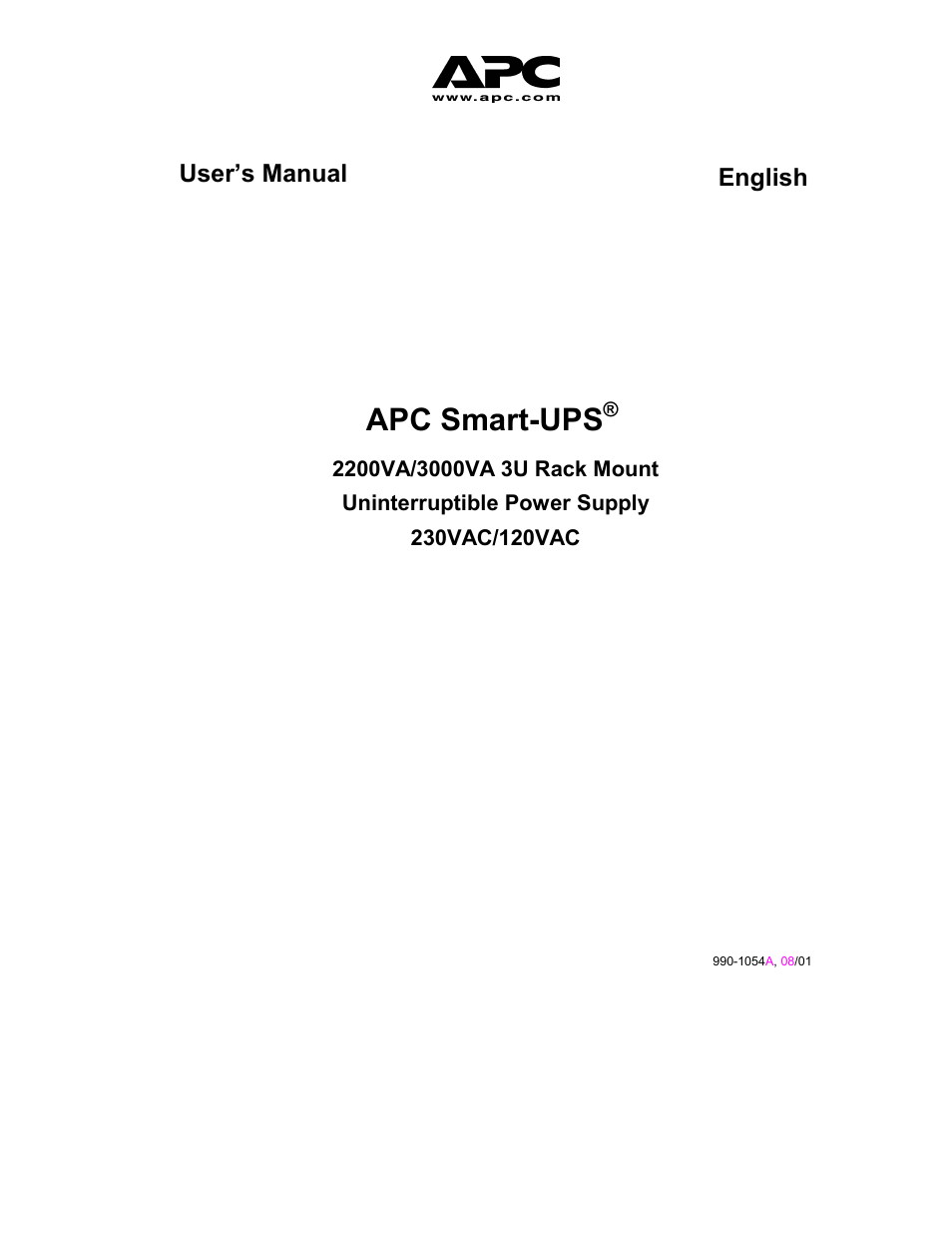 APC 3000VA User Manual | 25 pages