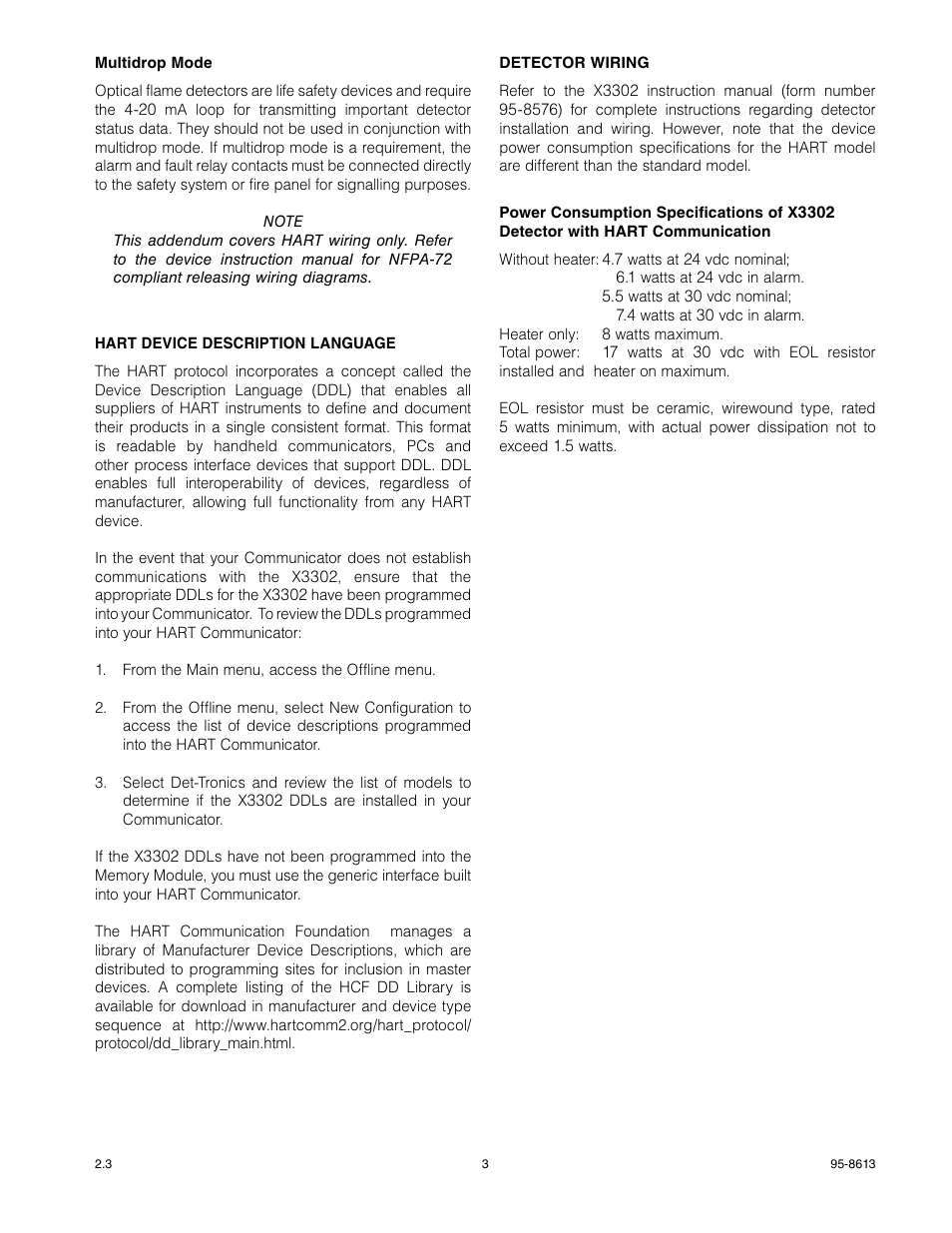 Det-Tronics X3302 Multispectrum IR Flame Detector with HART User Manual | Page 5 / 21