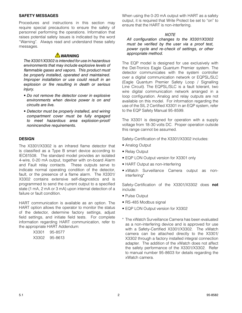 Det-Tronics X3301 Multispectrum IR Flame Detector SAFETY MANUAL User Manual | Page 2 / 8