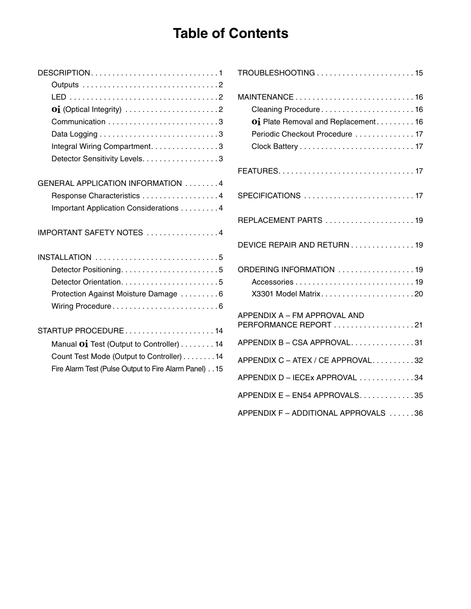 Det-Tronics X3301 Multispectrum IR Flame Detector with Pulse Output User Manual | Page 2 / 39