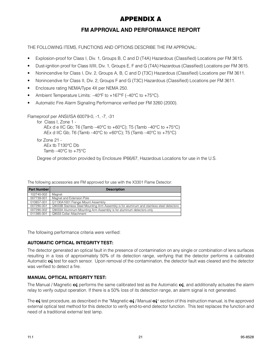 Appendix a, Fm approval and performance report | Det-Tronics X3301 Multispectrum IR Flame Detector with Pulse Output User Manual | Page 23 / 39