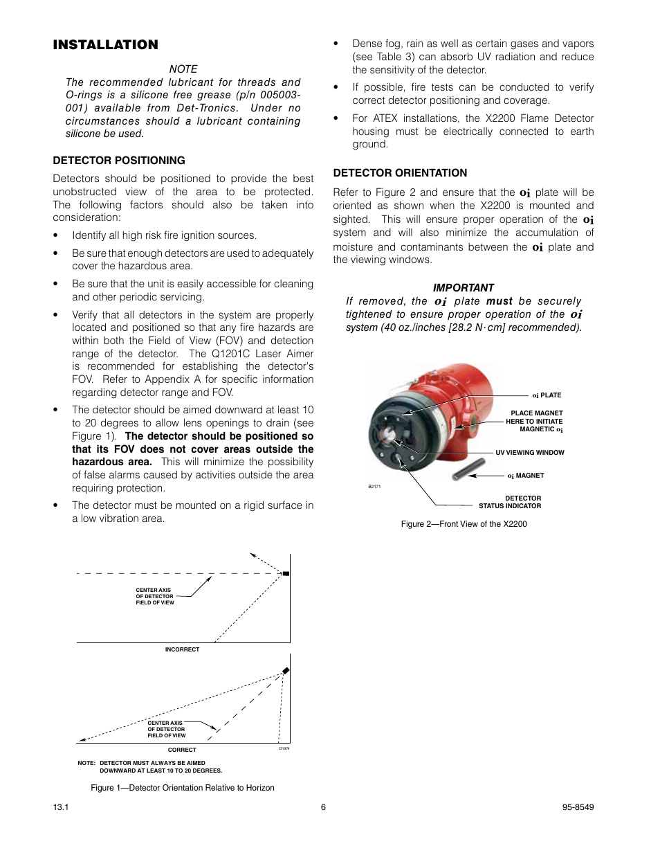 Installation | Det-Tronics X2200 UV Flame Detector User Manual | Page 8 / 32