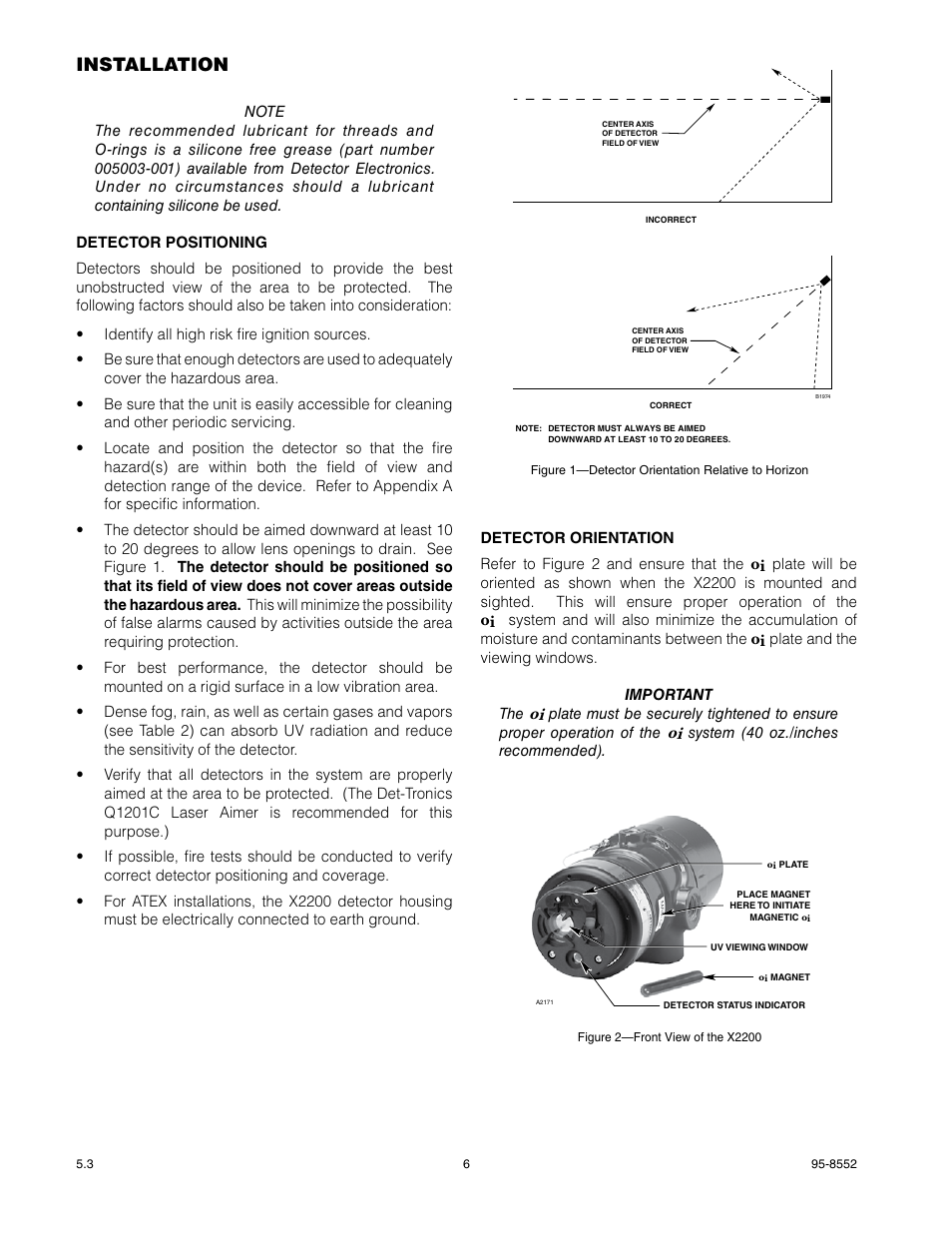 Installation | Det-Tronics X2200 UV Flame Detector with Pulse Output User Manual | Page 8 / 33