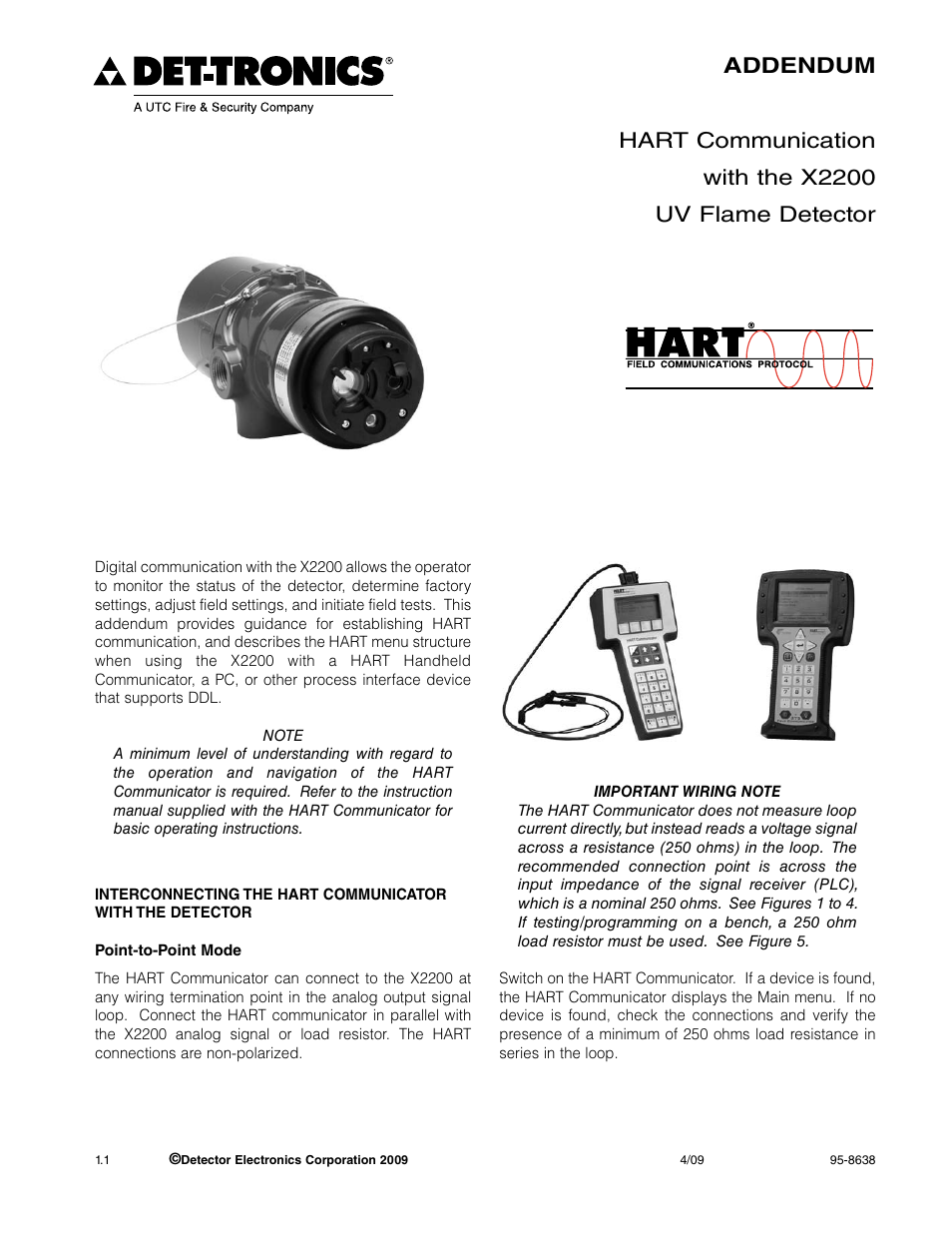 8638-1.1 (x2200 hart) | Det-Tronics X2200 UV Flame Detector with HART User Manual | Page 3 / 21
