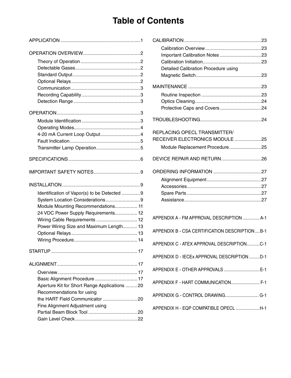 Det-Tronics OPECL Infrared Hydrocarbon Gas Detector User Manual | Page 2 / 49