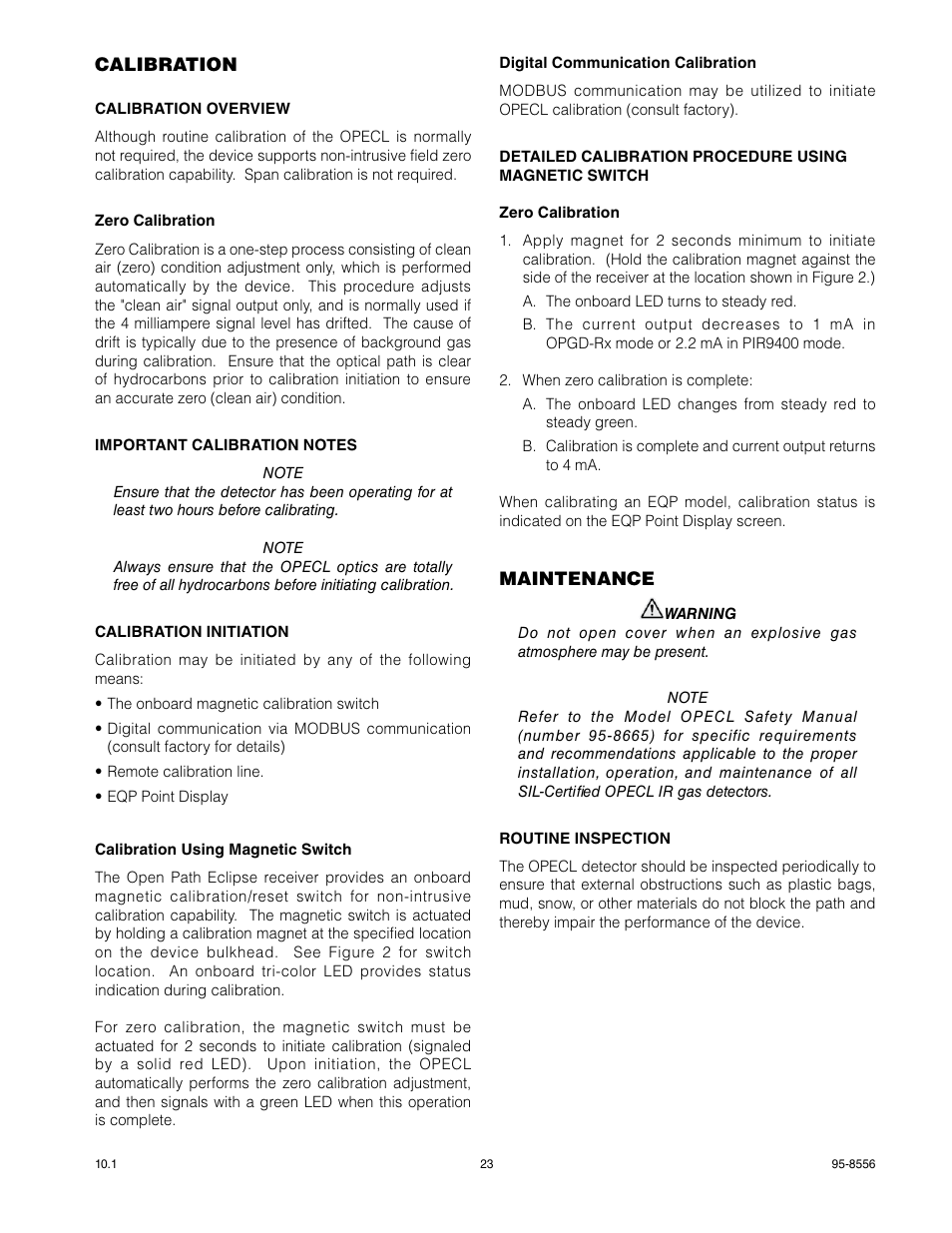 Det-Tronics OPECL Infrared Hydrocarbon Gas Detector User Manual | Page 25 / 49