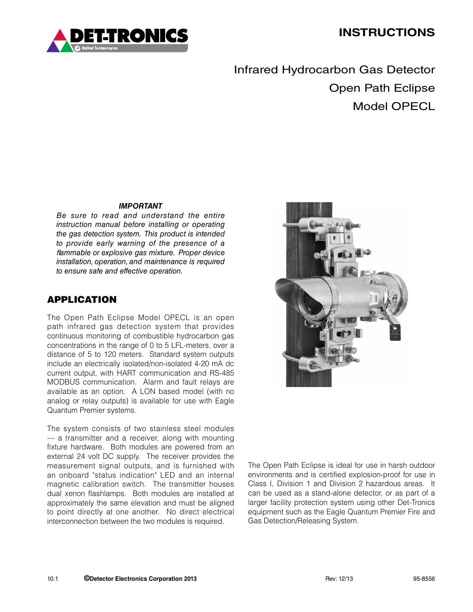 8556-10.1 (opecl) | Det-Tronics OPECL Infrared Hydrocarbon Gas Detector User Manual | Page 3 / 49
