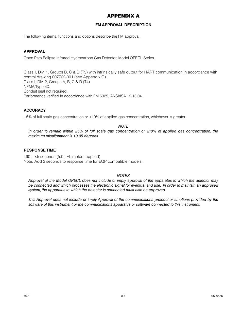 Appendix a, b, c, d, e | Det-Tronics OPECL Infrared Hydrocarbon Gas Detector User Manual | Page 31 / 49