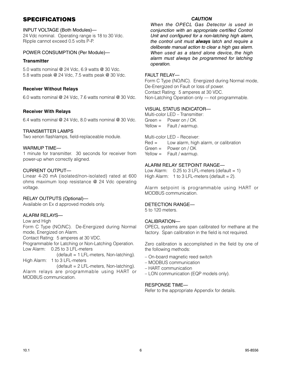 Det-Tronics OPECL Infrared Hydrocarbon Gas Detector User Manual | Page 8 / 49