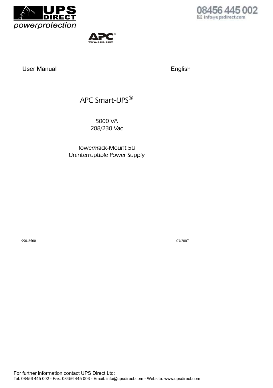 APC 208 Vac User Manual | 24 pages