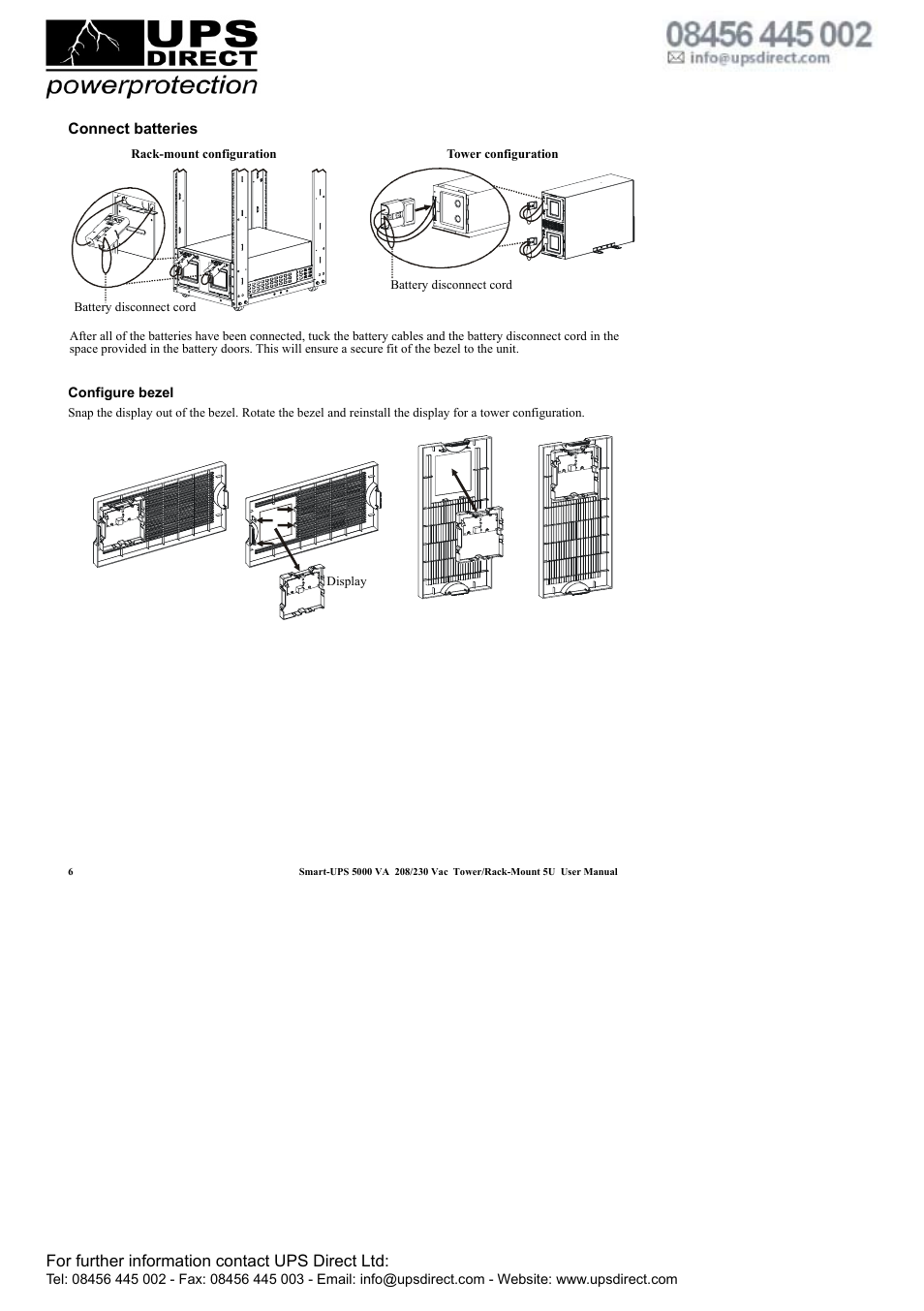 For further information contact ups direct ltd | APC 208 Vac User Manual | Page 10 / 24