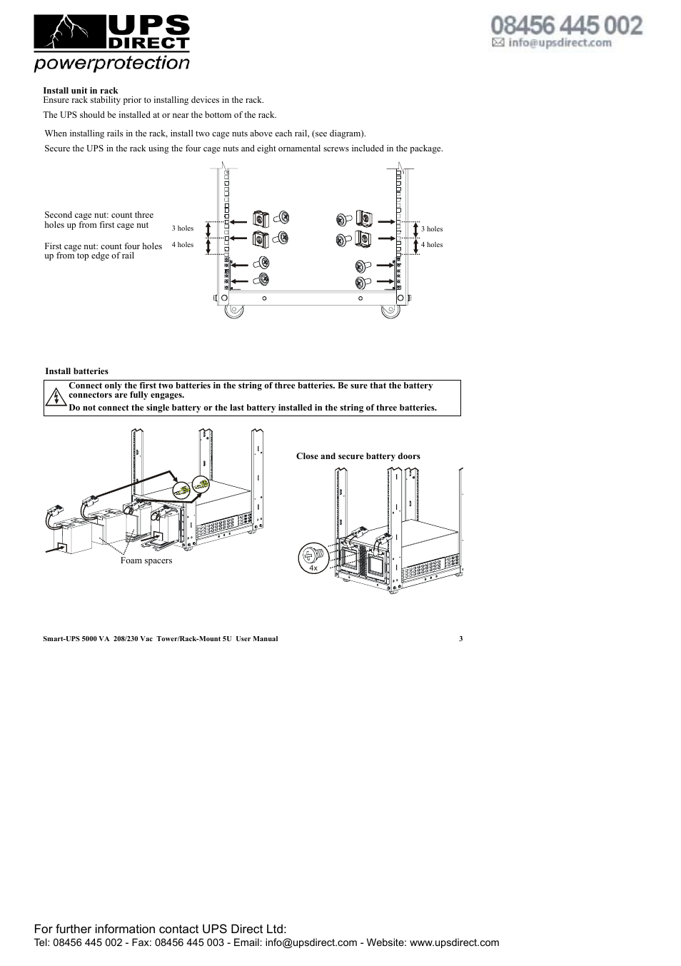 For further information contact ups direct ltd | APC 208 Vac User Manual | Page 7 / 24