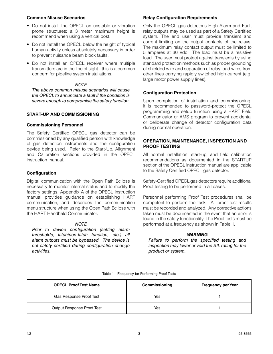 Det-Tronics OPECL Infrared Hydrocarbon Gas Detector SAFETY MANUAL User Manual | Page 3 / 6