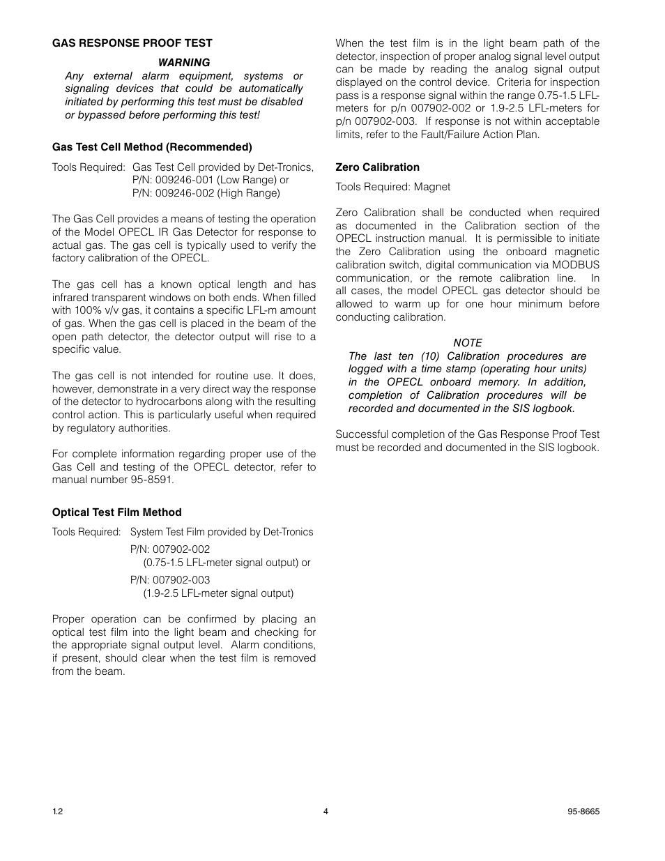 Det-Tronics OPECL Infrared Hydrocarbon Gas Detector SAFETY MANUAL User Manual | Page 4 / 6