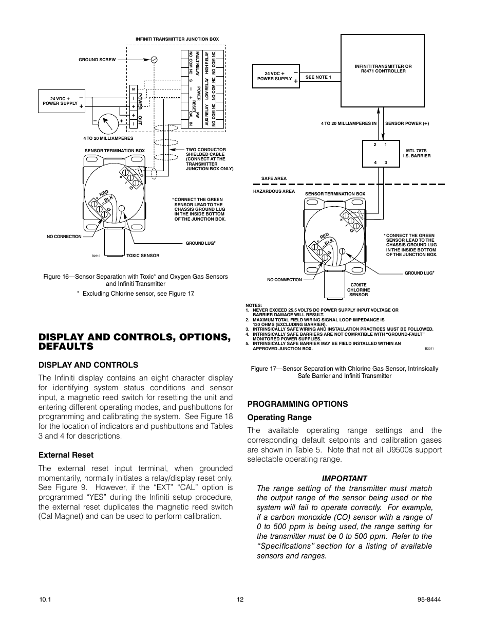 Display and controls, options, defaults | Det-Tronics U9500 Infiniti Gas Transmitter User Manual | Page 14 / 50
