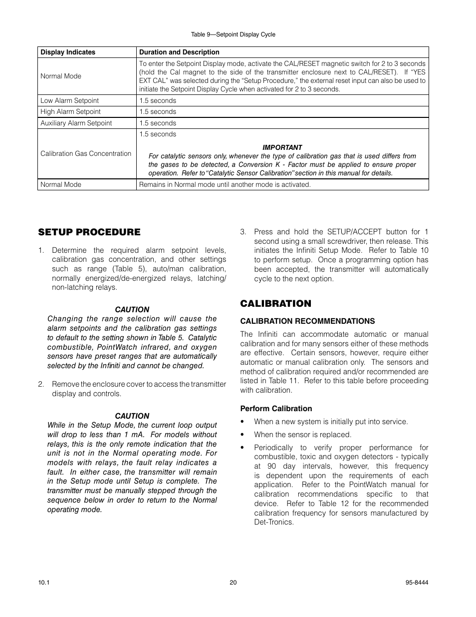 Det-Tronics U9500 Infiniti Gas Transmitter User Manual | Page 22 / 50