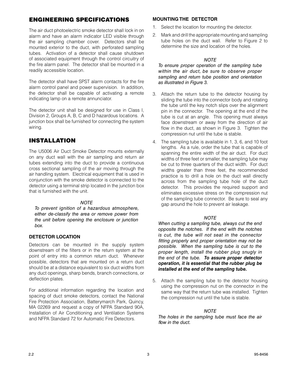 Det-Tronics U5006 Air Duct Smoke Detector User Manual | Page 3 / 8