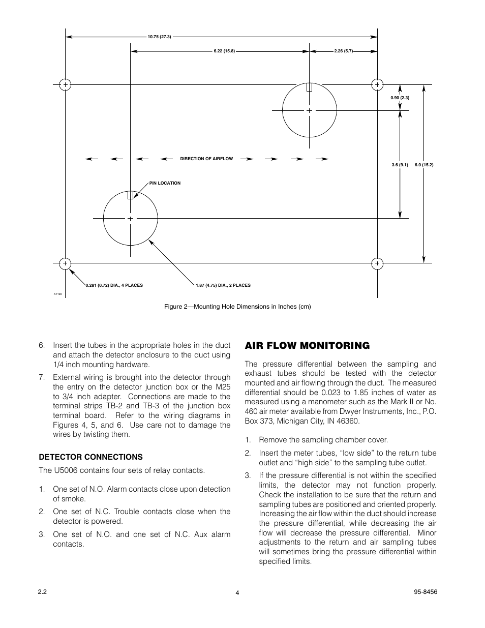 Air flow monitoring | Det-Tronics U5006 Air Duct Smoke Detector User Manual | Page 4 / 8