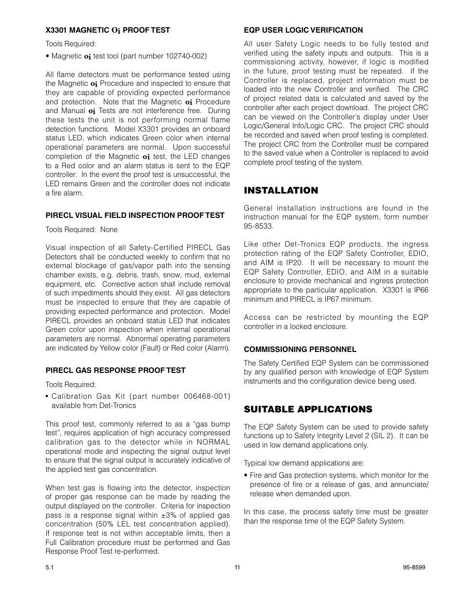 Det-Tronics EQP Fire and Gas Detection/Releasing System SAFETY MANUAL User Manual | Page 13 / 28