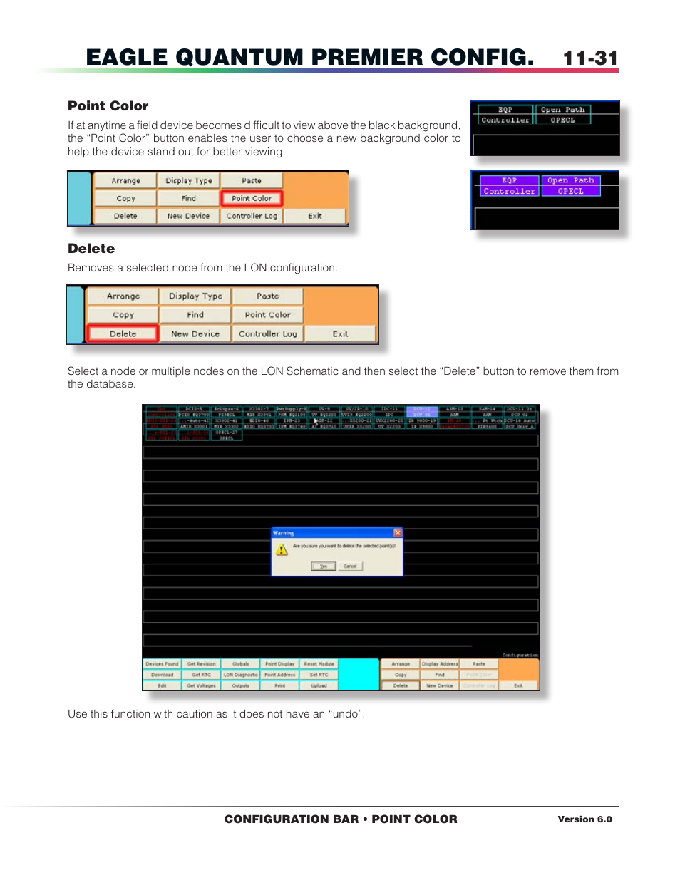 Point color, Delete, Eagle quantum premier config | Det-Tronics S3 Graphics User Manual | Page 112 / 327