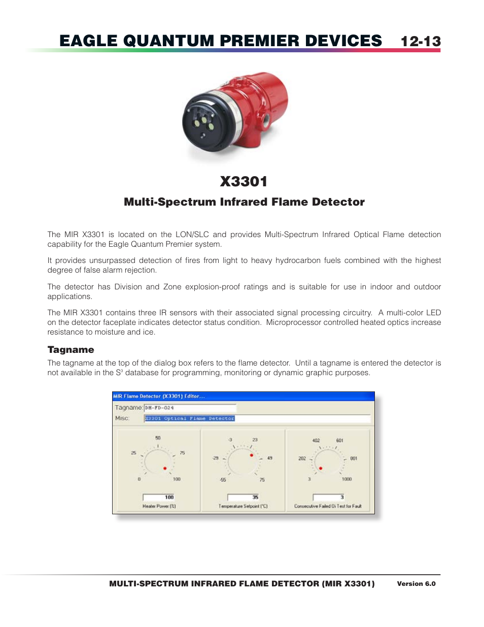 X3301 multi-spectrum infrared flame detector, Eagle quantum premier devices, X3301 | Multi-spectrum infrared flame detector | Det-Tronics S3 Graphics User Manual | Page 128 / 327